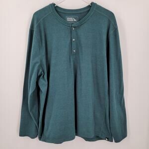Eddie Bauer Henley T Shirt Mens 2XL Green Long Sleeve